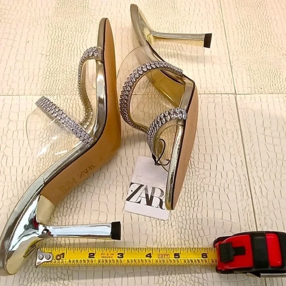 💋 Zara Gold Heels with Rhinestones *NEW 39 - Picture 8 of 10